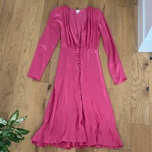 Ghost London Pink Satin Midi Dress